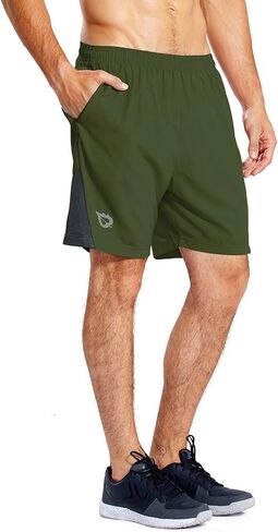 BALEAF Men's 7" Running Shorts with Mesh Liner Zipper Pocket for Athletic Workout Gym in Kuwait