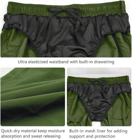 BALEAF Men's 7" Running Shorts with Mesh Liner Zipper Pocket for Athletic Workout Gym in Kuwait