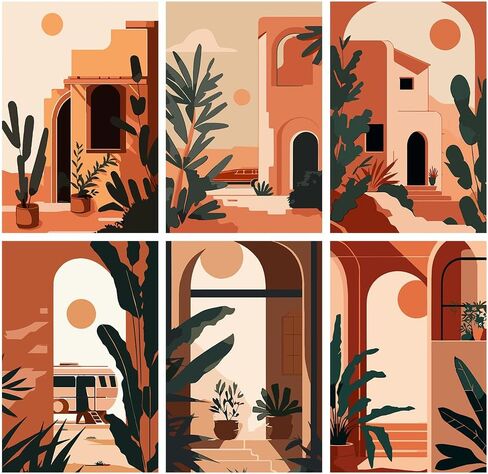 CYNART 6 Packs Paint by Number Kits for Adults, American Attractions City Travel Acrylic Paint by Number Kits,Oil Painting Art on Canvas Without Frame for Gifts and Home Wall Decor 12x16in in Saudi Arabia