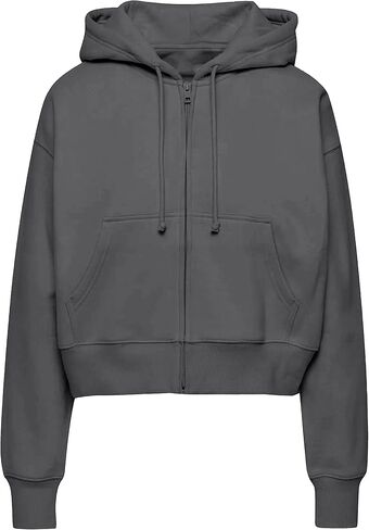 PUWEI Women's Casual Zip Up Drawstring Cropped Hoodie Hooded Crop Jacket Top with Pockets in Kuwait