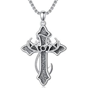 Swordgod 925 الفضة الاسترليني الصليب قلادة للرجال النساء سلتيك/الصليب الصليب قلادة مع الفولاذ المقاوم للصدا سلسله المجوهرات هديه لعيد الشكر عيد الميلاد