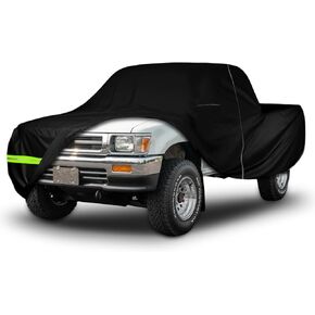 غطاء سيارة مقاوم للماء متوافق مع 1980-1995 Toyota Pickup Regular Cab سرير طويل، 300D أغطية سيارة كلاسيكية لجميع الأحوال الجوية مع باب داخلي من القطن والسحاب للحماية من المطر الثلجي