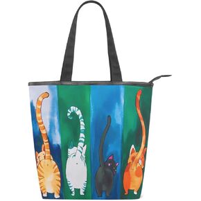 JSTEL Canvas Tote Bag for Women with Zipper Pocket,Canvas Tote Purse Gym Tote Bag Shopping Tote Bag