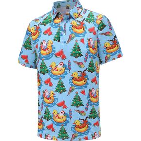 Christmas Shirts for Men Short Sleeve Santa Claus Funny Christmas Golf Polo Shirts