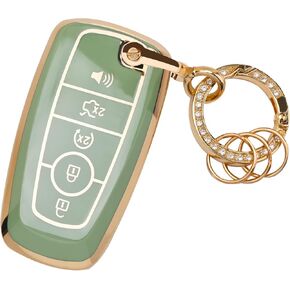 for Ford Key Fob Cover - Soft TPU Key Fob Case Shell Cover Holder Protector for Ford Edge Fusion Explorer Mustang Lincoln MKZ MKC MKX Smart Keyless Remote（White