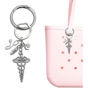 Nurse Life Keychain Charm for Bogg Bag,Nurse Accessories for Bogg Bag ，Compatible with Simply Southern Tote，key Charm