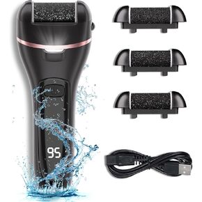 Electric Callus Remover for Feet with 3 Roller Heads 2 Speed Rechargeable Waterproof Foot File Perfect for Dead Hard Cracked Dry Skin