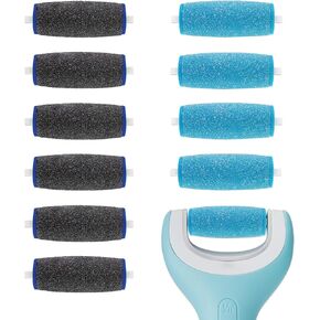 11 Pack Replacement Roller Heads for amope Pedi Perfect Refills Electronic Foot File, Include 6 Extra Coarse & 5 Regular Coarse Replacement Heads Compatible with amope (Black+Blue)