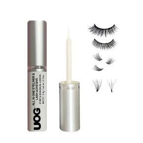 UOG Eyelash Adhesive Glue - Super Strong Hold for Up to 5 Days. Waterproof, Allergy-Free, Odorless. Brush-On False Lash Extension Glue, All-in-One Formula. (Black)