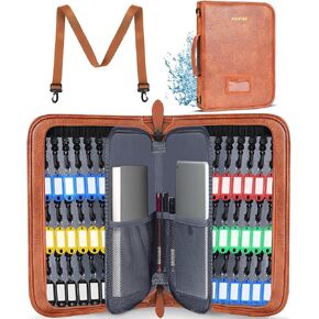 Key Organizer Case - Fireproof & Waterproof Key Bag with 54 Key Tags - Large Portable Zippered Key Storage Box for House, Office, Property Management - Handle & Shoulder Strap Included