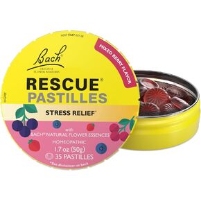 RESCUE Bach PASTILLES, Mixed Berry Flavor, Stress Relief Lozenges, Homeopathic, Flower Essences, 35 Count