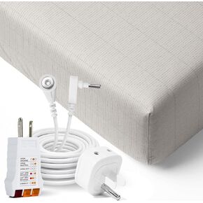GroundLuxe Organic Fitted Grounding Sheet in Beige for a California King Size Bed