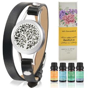 SOMORA Aromatherapy Essential Oil Diffuser Bracelet Gift Set w/Rosemary, Lavender, Bergamot, Eucalyptus, Unique Gifts for Women, Birthday Gift Ideas for Mom, Best Friend, Sister, Wife