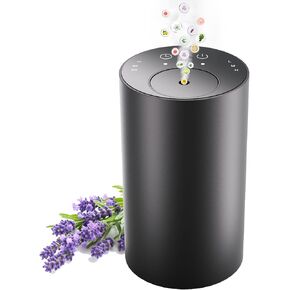 Waterless Essential Oil Diffuser, Portable Aromatherapy Diffuser, Mini Scent Air Machine, Battery Operated, 1/4/8-Hour Timer, 10ml Oil Bottle, 3 Mist Levels for Home, Car, Office(Black)