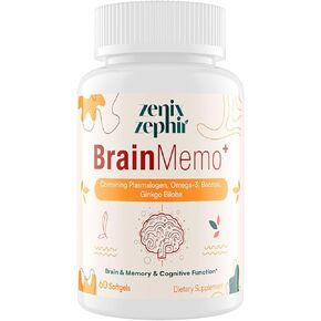 Memory Focus Supplement - Brain Support with Omega-3, Bacopa and Plasmalogens for Enhanced Cognitive Function - Concentration and Memory - Non-GMO, 60 Softgels