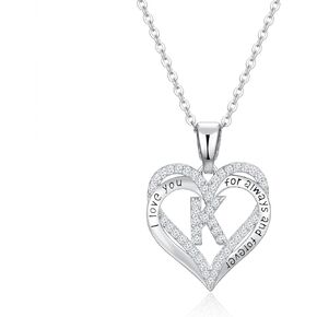 S925 sterling silver initial necklace for women jewelry heart pendant love Letter necklace Gifts for wife Anniversary Mothers Day Valentines Birthday Gifts for Wife Her Mom Girlfriend
