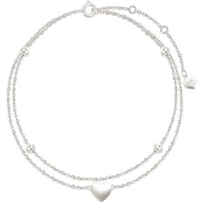 14K Solid Gold Heart Anklet for Women, Real Gold Layered Anklet Bracelet Fine Jewelry Anniversary Birthday for Her, Wife, Mom, Girlfriend, 8''+2''