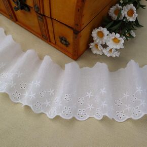 Eyelet Lace Trim by The Yard White Lace Ribbon Embroidery Lace Sewing for Home Dress Party Decor Supply 8.9 inch 3 Yards