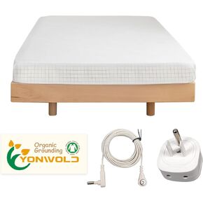 Organic Grounding Fitted Sheet Queen Size ，10% Silver ， (Queen - 60"x 80") with Grounding Cord Cable and Safe Adapter
