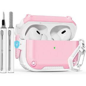 غطاء حافظة Ljusmicker AirPods Pro الجيل الثاني/الأول (2023/2022/2019) مع مجموعة تنظيف، غطاء حماية من السيليكون الناعم لحافظة شحن Apple AirPod Pro الجيل الثاني، حافظة AirPods Pro مع سلسلة مفاتيح - وردي
