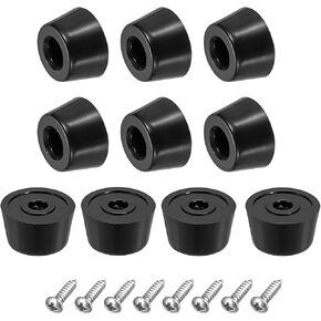 uxcell 10Pcs Rubber Bumper Feet, 0.47" H x 0.83" W Round Pads with Stainless Steel Washer and Screws for Furniture, Appliances, Electronics