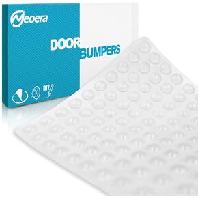 Neoera Cabinet Door Bumpers Rubber feet (200pcs, 3/8" Dia, Clear Round semi-spherical) Adhesive Sound Dampening Pads for Cabinet Doors, Drawers, Glass Tops, Furniture, Laptop