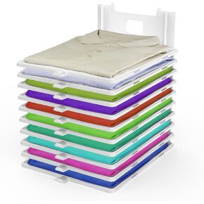 BoxLegend Tshirt Organizer 10 Pieces Closet Organizer Ease of Stacking Stackable Closet Organizer Sturdiness Suitable for Pants Shorts Pajamas Long-Sleeved Shirts T-Shirts and Towels