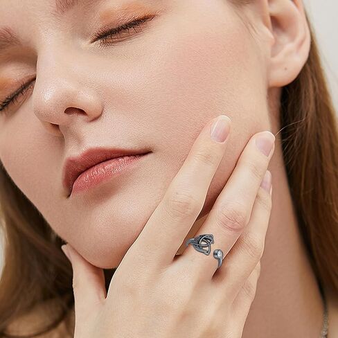 Celtic Knot Ring 925 Sterling Silver with Zircon Moon Ring Adjustable Open Ring Celtic Jewelry Gift for Women Girls in Kuwait