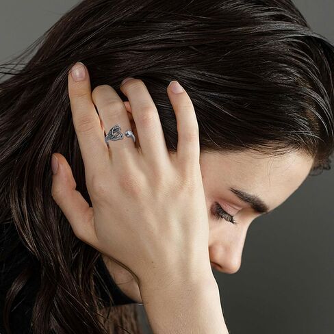 Celtic Knot Ring 925 Sterling Silver with Zircon Moon Ring Adjustable Open Ring Celtic Jewelry Gift for Women Girls in Kuwait