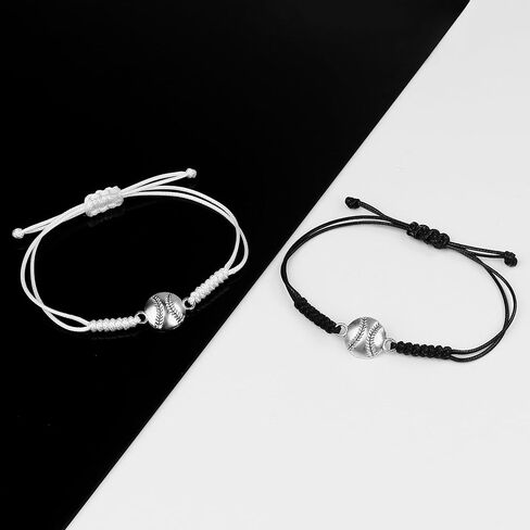 SmileBelle 2pcs Sports Braided Bracelet for Boy Girl Football Baseball Volleyball Basketball Soccer Baseball Bracelet Gift in Kuwait