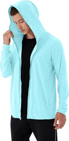 Mens UPF 50+ UV Full Zip Sun Protection Hoodie Jacket with Thumb Holes Cooling Lightweight Fishing Hiking Cooling Shirts Men in Kuwait