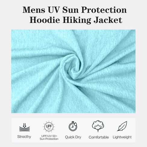 Mens UPF 50+ UV Full Zip Sun Protection Hoodie Jacket with Thumb Holes Cooling Lightweight Fishing Hiking Cooling Shirts Men in Kuwait