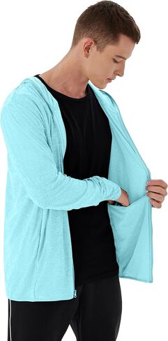 Mens UPF 50+ UV Full Zip Sun Protection Hoodie Jacket with Thumb Holes Cooling Lightweight Fishing Hiking Cooling Shirts Men in Kuwait
