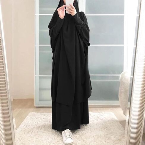 zhxinashu Prayer Clothes for Muslim Women, 2 Pcs Jilbab for Muslim Women,Islamic Dress Abaya and Hijab Set in Kuwait