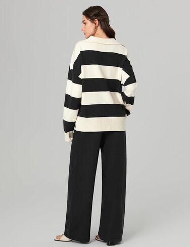 Meetjen Women's Sweater Sets 2 Piece Outfits 2024 Casual V Neck Long Sleeve Tracksuit Pullover Tops Wide Leg Sweatpants in Saudi Arabia