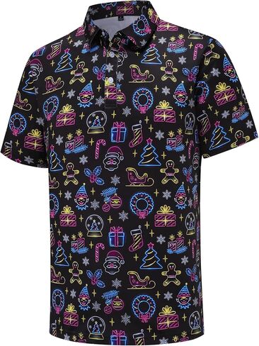 Christmas Shirts for Men Short Sleeve Santa Claus Funny Christmas Golf Polo Shirts in Saudi Arabia