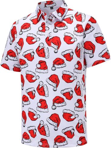 Christmas Shirts for Men Short Sleeve Santa Claus Funny Christmas Golf Polo Shirts in Saudi Arabia