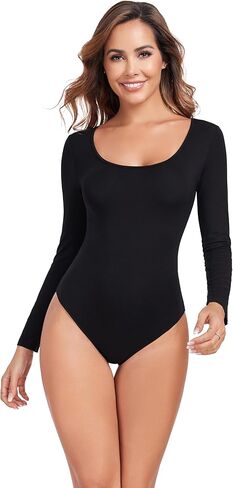 Women's Crew Neck Bodysuit Long Sleeve Body Suits Tops Basic Shirts Going Out Jumpsuit in Kuwait
