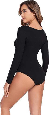 Women's Crew Neck Bodysuit Long Sleeve Body Suits Tops Basic Shirts Going Out Jumpsuit in Kuwait