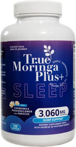 Sleep Support Supplement 10:1 Extract | 20,000mg of Organic Moringa, Chamomile, Passion Flower, Valerian Root, Hibiscus for Relaxation | Natural Sleep Aid for Adults (150 Capsules) in Saudi Arabia