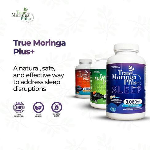 Sleep Support Supplement 10:1 Extract | 20,000mg of Organic Moringa, Chamomile, Passion Flower, Valerian Root, Hibiscus for Relaxation | Natural Sleep Aid for Adults (150 Capsules) in Saudi Arabia