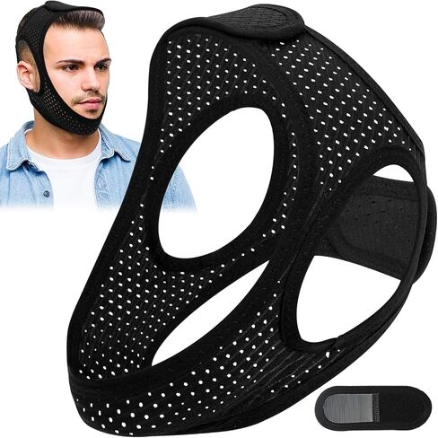 أجهزة مضادة للشخير، حزام ذقن للنوم، حزام ذقن لتخفيف الشخير، حزام فك لتدفق الهواء أثناء النوم، حزام ذقن قابل للتعديل وجيد التهوية مضاد للشخير للرجال والنساء in Saudi Arabia