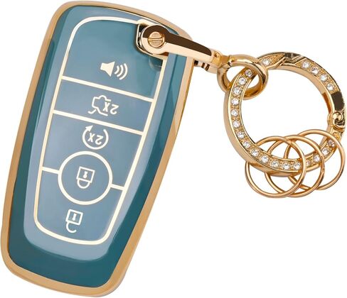 غطاء غطاء مفتاح Ford Key Fob - جراب ناعم من مادة TPU غطاء حامل غطاء حماية لسيارة Ford Edge Fusion Explorer Mustang Lincoln MKZ MKC MKX جهاز تحكم عن بعد ذكي بدون مفتاح (أبيض) in Kuwait