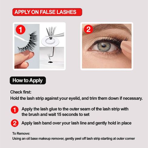 UOG Eyelash Adhesive Glue - Super Strong Hold for Up to 5 Days. Waterproof, Allergy-Free, Odorless. Brush-On False Lash Extension Glue, All-in-One Formula. (Black) in Kuwait
