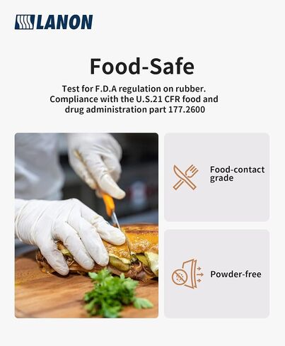 LANON Food Safe White Disposable Nitrile Gloves, Latex-Free, Powder-Free, Textured Fingertips, Cooking, Cleaning, Large in Saudi Arabia