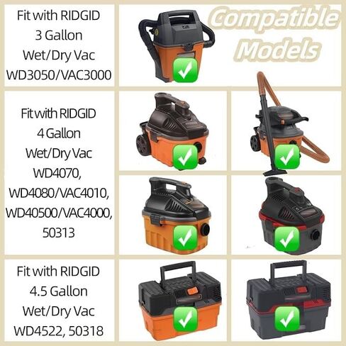6 عبوات من أكياس فلتر VF3501، أكياس غبار بديلة متوافقة مع مكنسة Ridgid الكهربائية الرطبة والجافة سعة 3 إلى 4.5 جالون، أكياس فلتر تجميع الغبار لـ 23738 VF3501، الحجم C in Kuwait