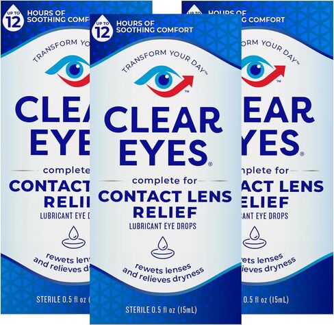 Clear Eyes Contact Lens Relief Eye Drops, 0.5 fl oz, 3 Pack in Saudi Arabia
