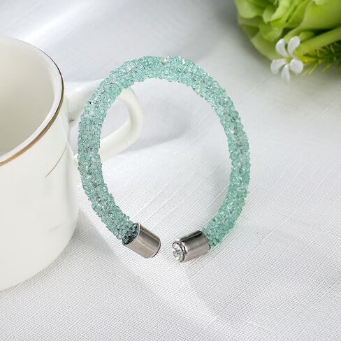 COLORFUL BLING Adjustable Glitter Rhinestone Bangle Sparkly Crystal Wedding Bridal Statement Bracelet Jewelry for Women in Saudi Arabia