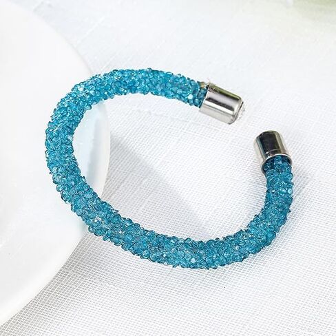 COLORFUL BLING Adjustable Glitter Rhinestone Bangle Sparkly Crystal Wedding Bridal Statement Bracelet Jewelry for Women in Saudi Arabia