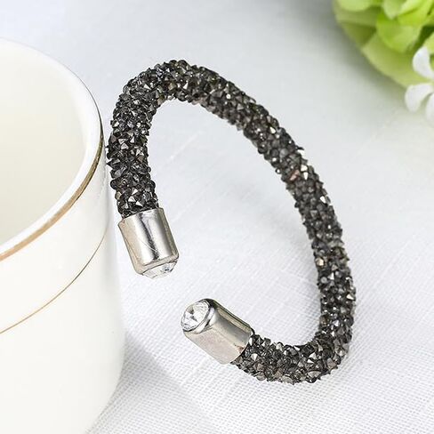 COLORFUL BLING Adjustable Glitter Rhinestone Bangle Sparkly Crystal Wedding Bridal Statement Bracelet Jewelry for Women in Saudi Arabia